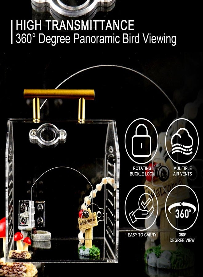 SORWATEE Jumping Spider Enclosure kit, Acrylic Tarantula Enclosure with Wooden Bridge, Mushroom, Pagoda Pond, Road Signs, Insect Terrarium with Handle and Magnetic Door, No Assembly Required (Medium) - Image 2